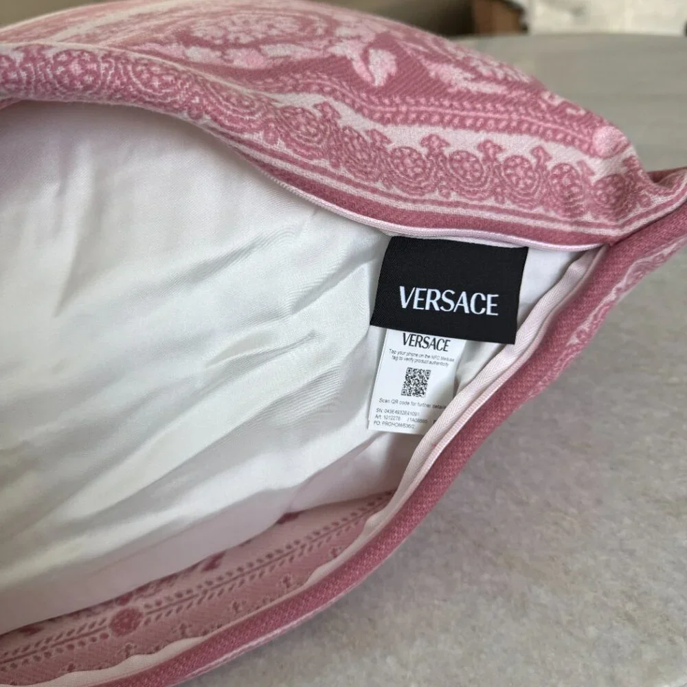 Versace Medusa Wool/Cashmere Pink Pillow Cushion, large, New Made in Italy‎
